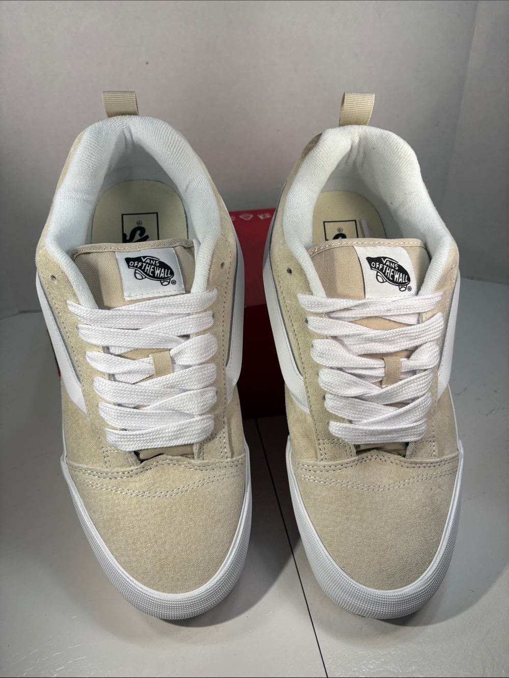 NWT Vans KNU Skool Skateboard Shoes Pig Suede in Oatmeal Tone Men’s 10 - Picture 4 of 10